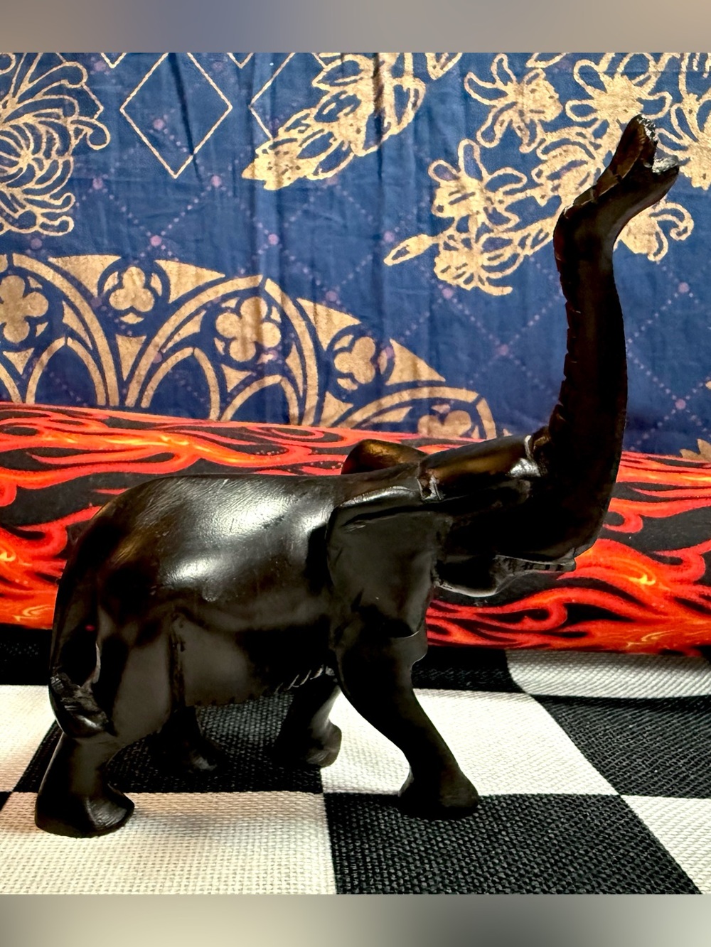 Hand Carved Wooden MCM Elephant Figurine - Picture 7 of 10